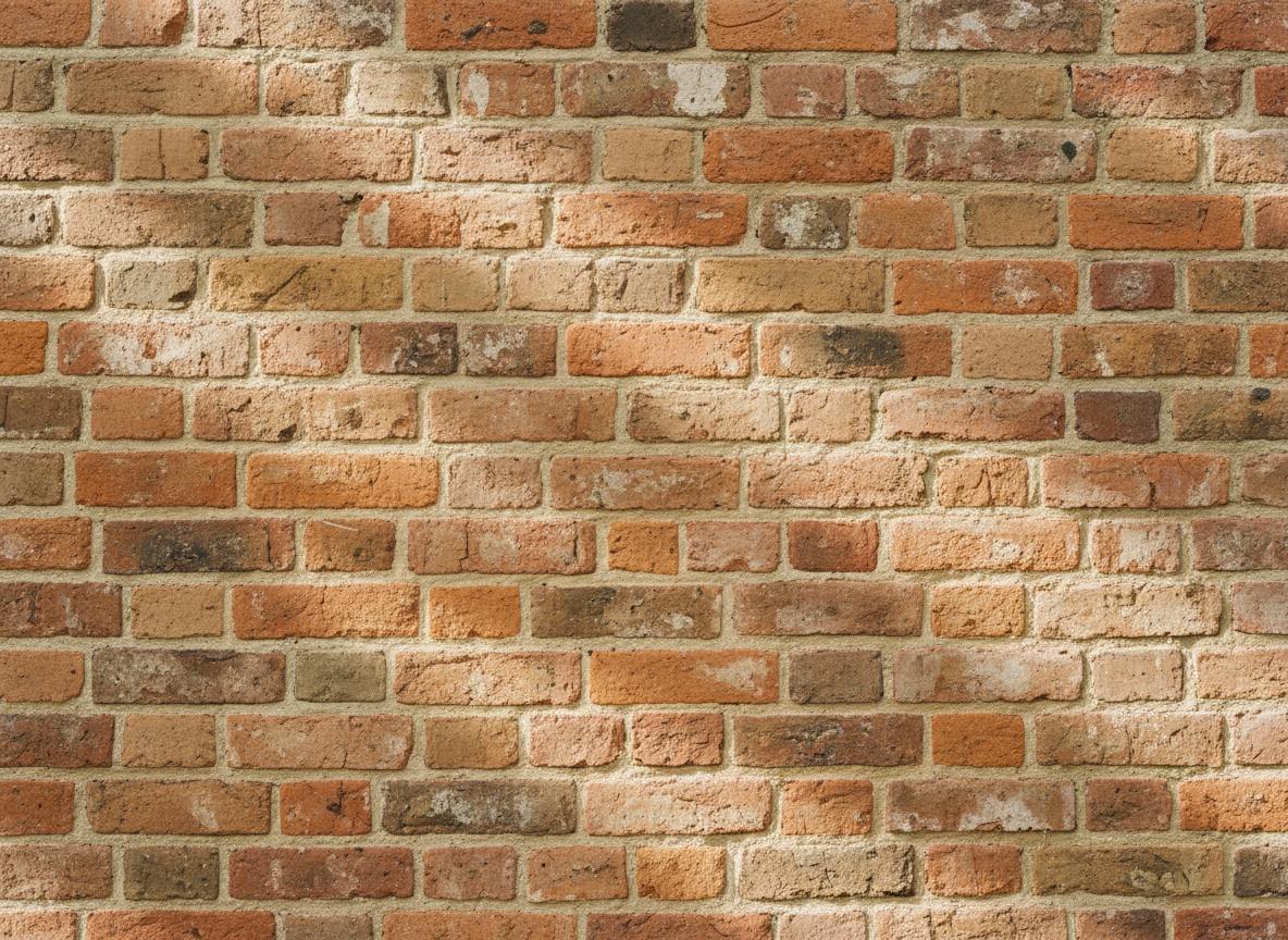 Traditional English bond brick wall with lime mortar pointing detail