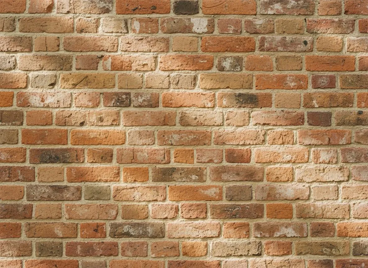 Traditional English bond brick wall with lime mortar pointing detail