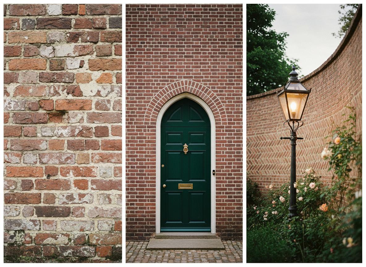 Period property brickwork details including arched doorway and herringbone wall