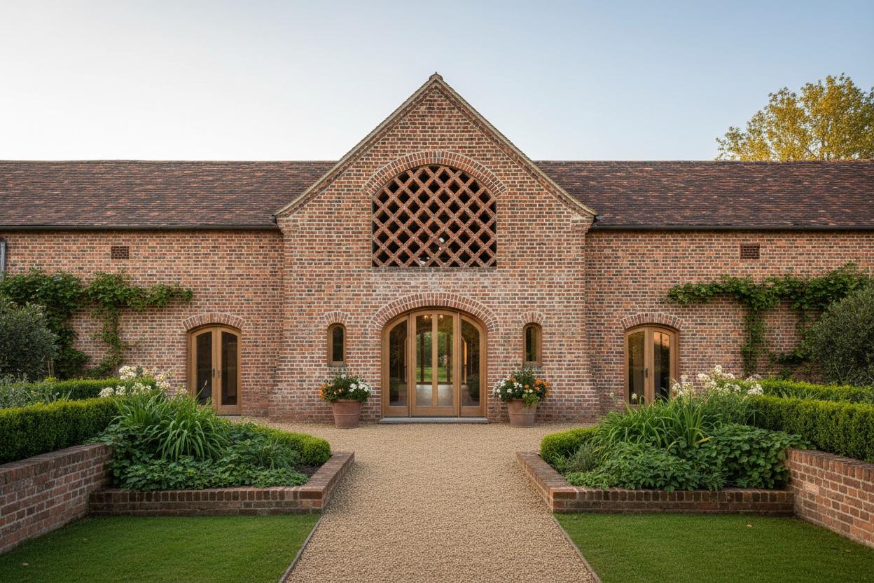 Diamond pattern brick ventilation feature in red brick wall